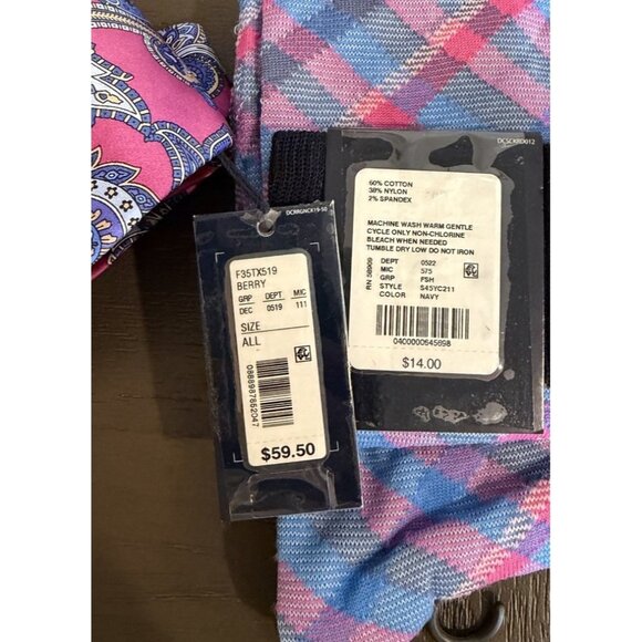 Cremieux Tie & Sock Set ITALIAN SILK Paisley Pink Blue Plaid Dress SOCKS NEW - Picture 5 of 10